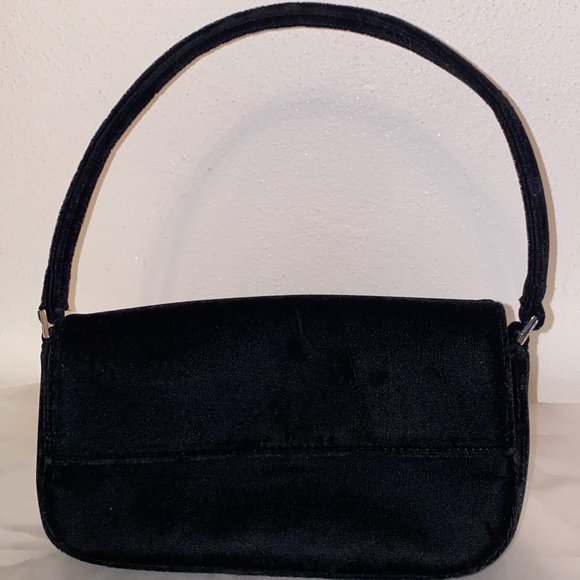 Ann Taylor Black Velvet Evening Cocktail Handbag - Picture 1 of 5